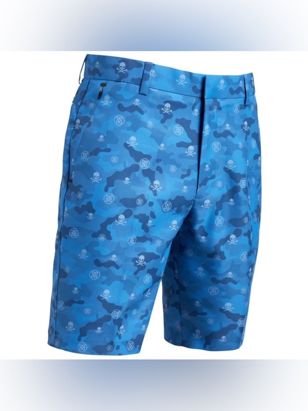 NWOT G/Fore Men's Icon Camouflage Camo Skulls and T’s Golf Shorts Blue stretch